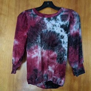 Tie Dye pink, blue, white crew neck long sleeve top
